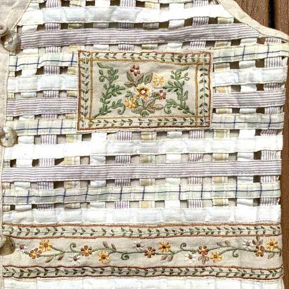 WINONA VINTAGE LATICE WORK EMBROIDERED LINEN COTTON BLEND VEST SIZE MEDIUM NWOT - Picture 2 of 6
